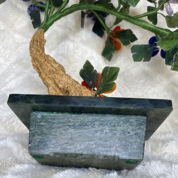 Antique Chinese Jade Tree  Precious Gemstone Flowers, Leaves & Platter, Jade. - Picture 8 of 8